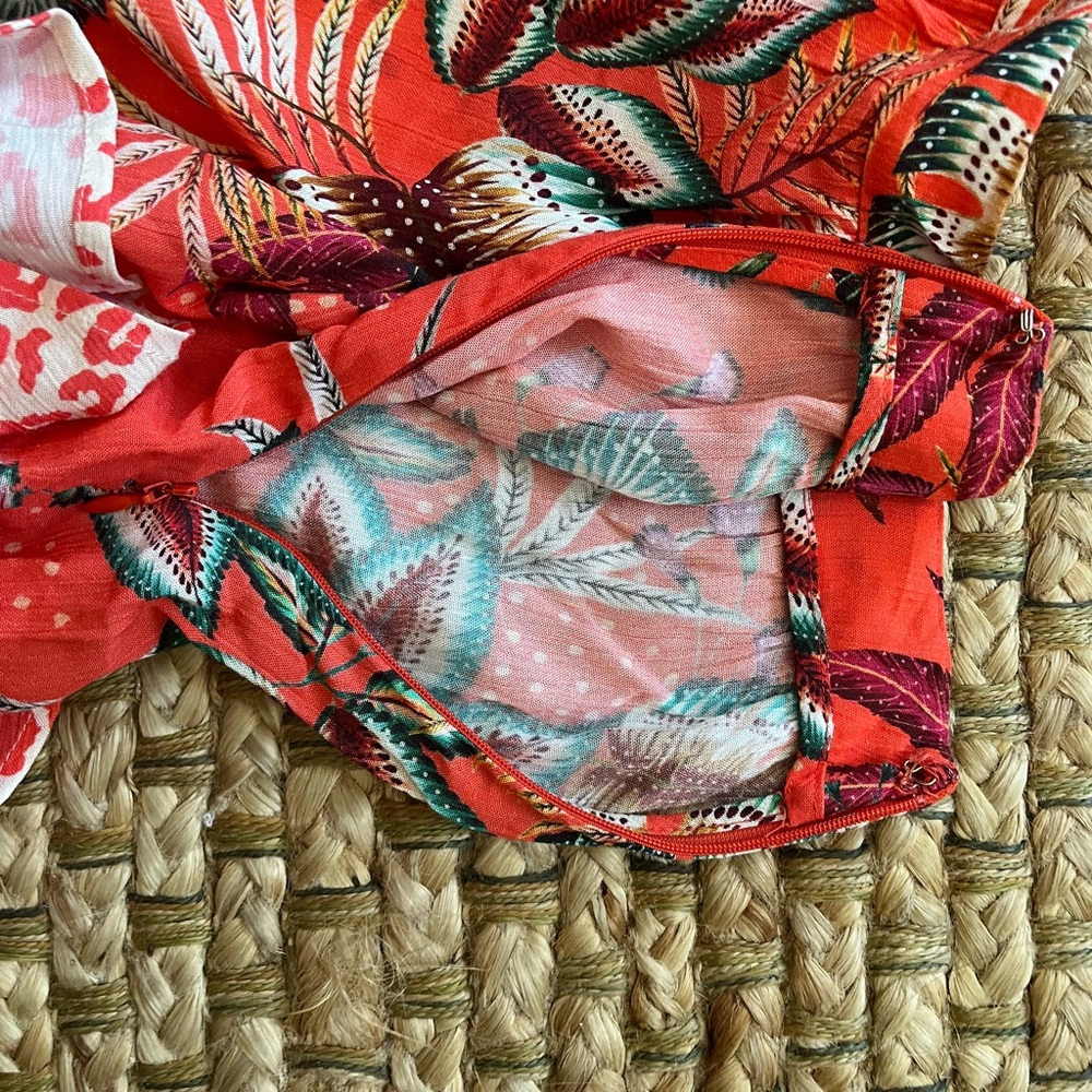 FARM Rio Red A-Line Skirt with Tropical Print - Picture 4 of 10